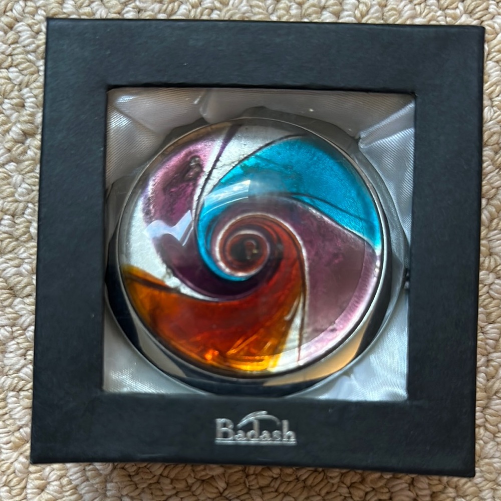 Blue and Pink Glass Art Spiral Accessory